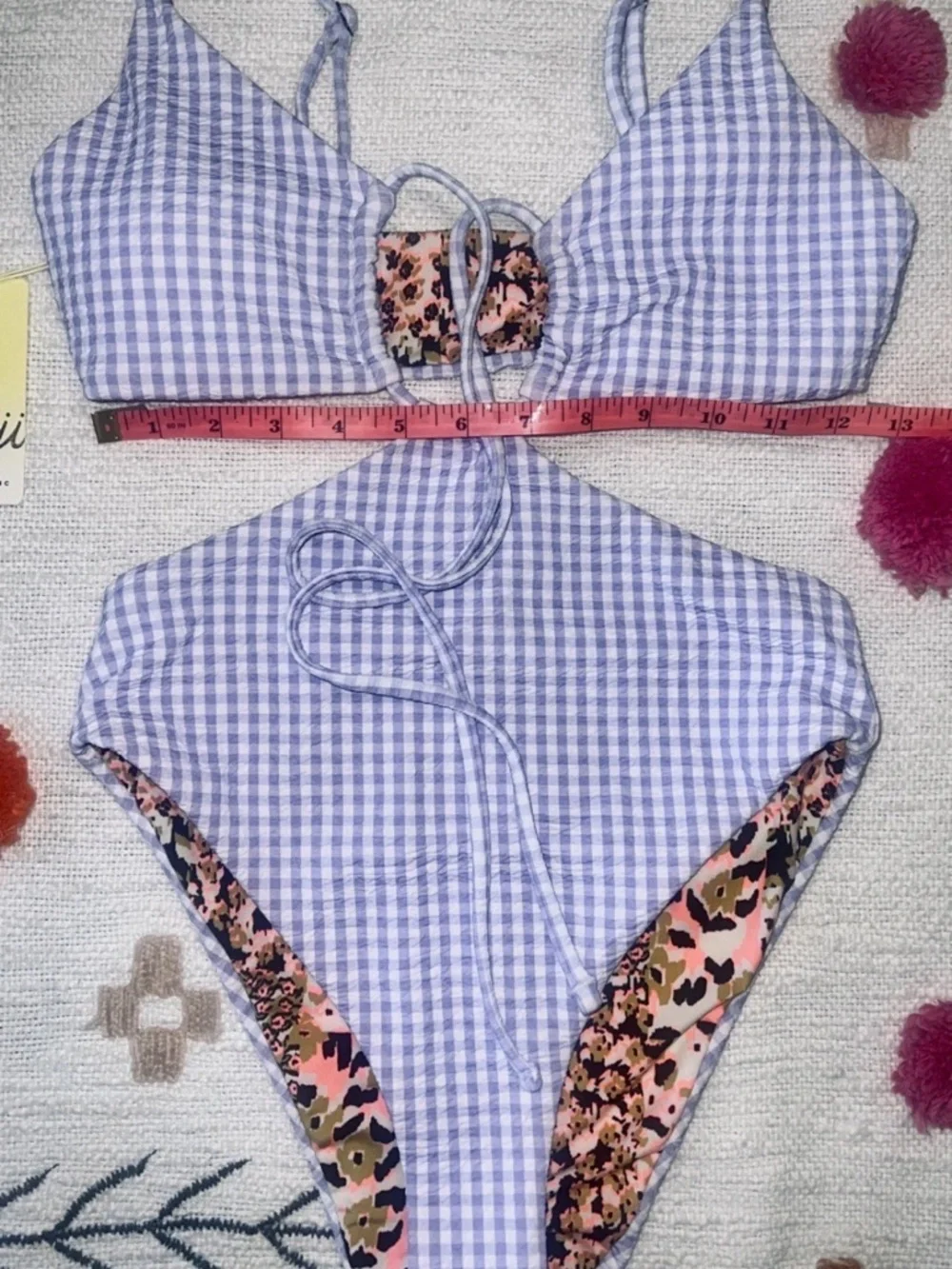MAAJI Reversible Trikini One Piece Med Purple Gingham 🌞NWT🌞